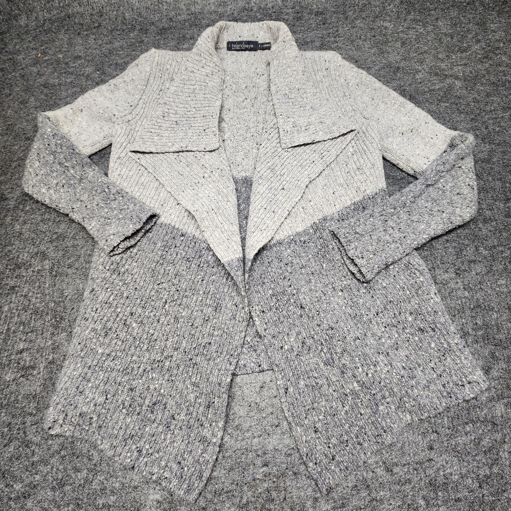 Irelandseye Womens Wool Cashmere Open Front Cardigan Sweater Small Grey Dublin